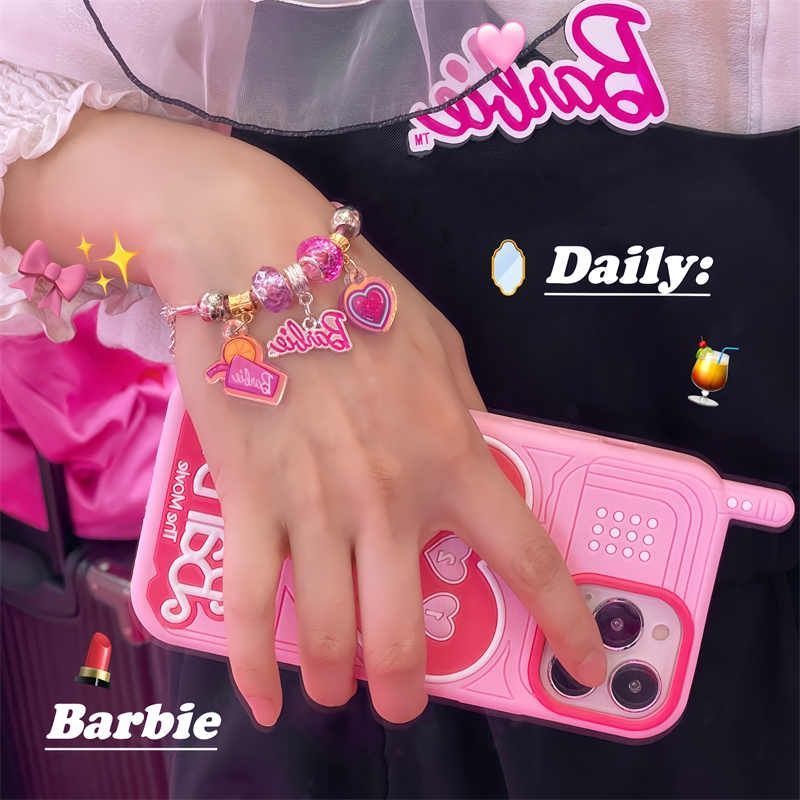 Чохол для iPhone 14 Pro 【Barbie】Love Retro Telephone Рожевий