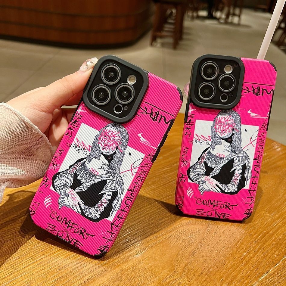 Чохол для iPhone 13 Graffiti Mona Lisa Рожевий