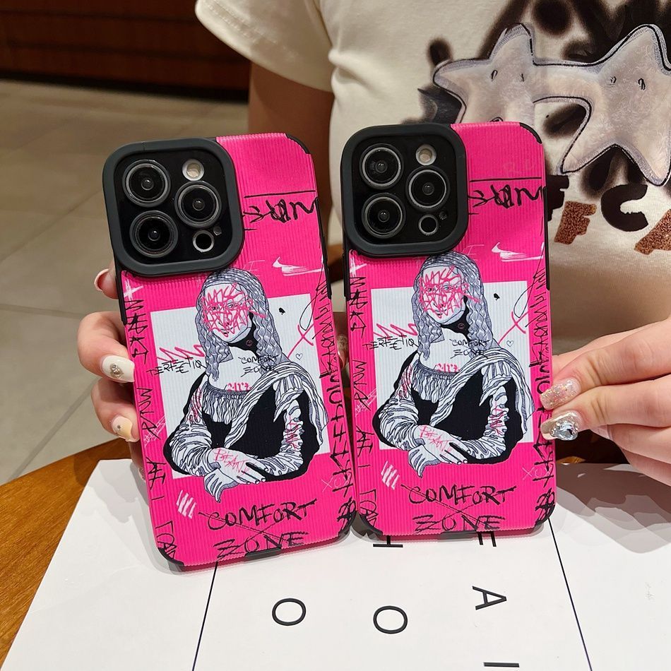 Чохол для iPhone 13 Graffiti Mona Lisa Рожевий