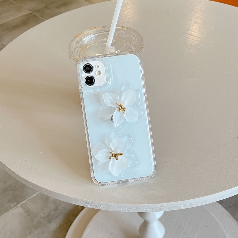 Чехол для iPhone 15 Pro 3D Цветок лотоса Белый