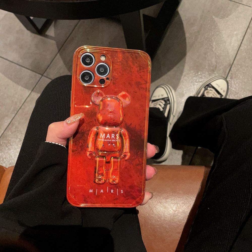 Чохол для iPhone 11 ведмедик Bearbrick Mars Червоно-помаранчевий