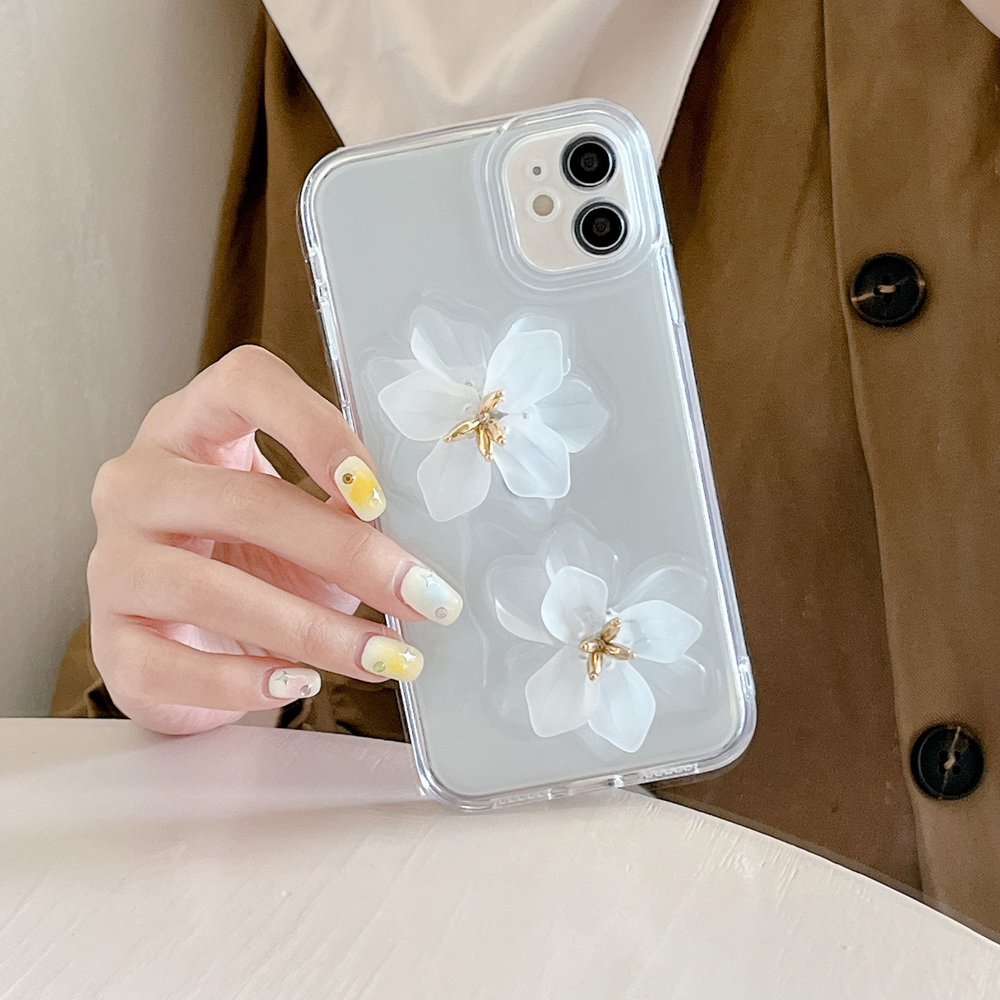 Чехол для iPhone 15 Pro 3D Цветок лотоса Белый