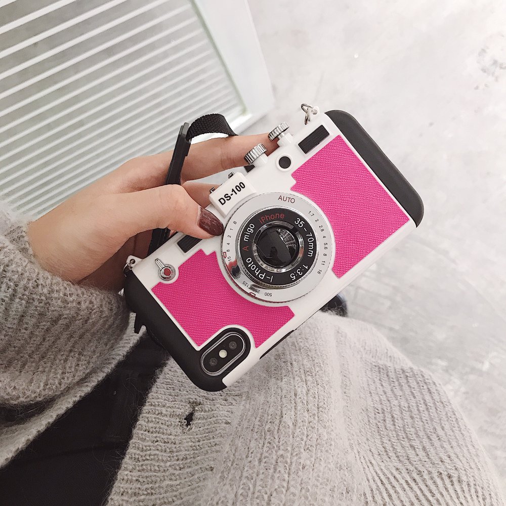 Чехол для iPhone 13 Pro Max с ремешком "Фотоаппарат" Красный