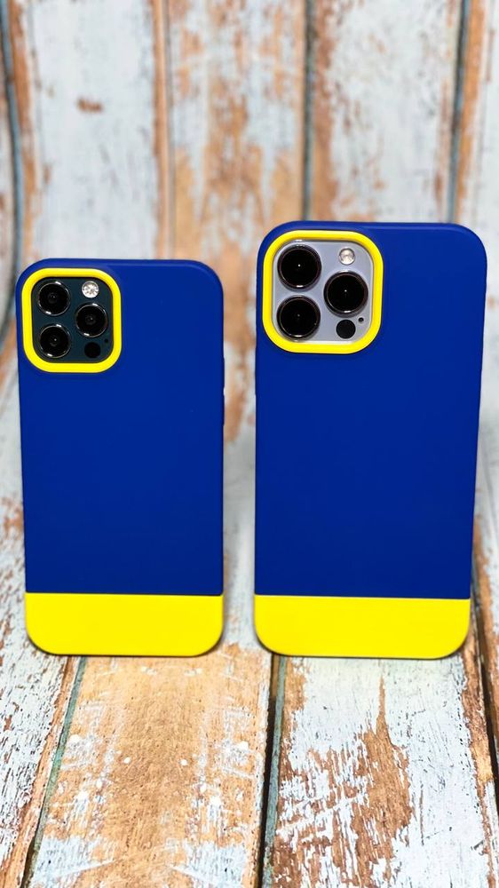 Чехол для iPhone 12 Pro с цветом флага Украины Сине-желтый