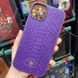 Шкіряний чохол для iPhone 14 Santa Barbara Polo Knight Crocodile Leather Фіолетовий