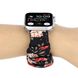 Ремешок "Садовая роза" черный для Apple Watch 42-45 мм (Series 6/5/4/3/2) + резинка для волос