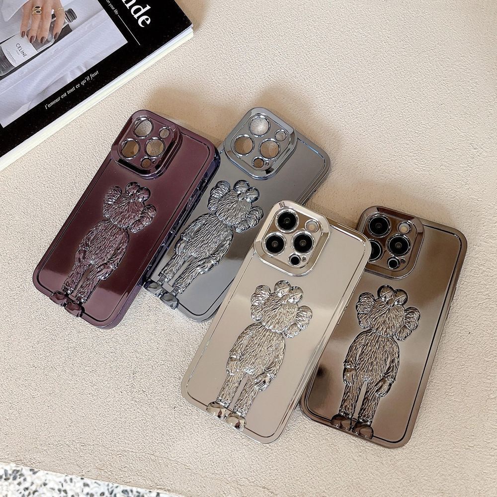 Зеркальный чехол для iPhone 14 Kaws Seeing Watching Серый