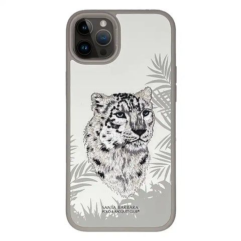 Чехол для iPhone 15 Savanna Snow Leopard Santa Barbara Polo Кожаный с вышивкой
