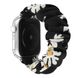 Ремінець "Білосніжна ромашка" чорний для Apple Watch 38-41 мм (Series 6/5/4/3/2) + резинка для волосся