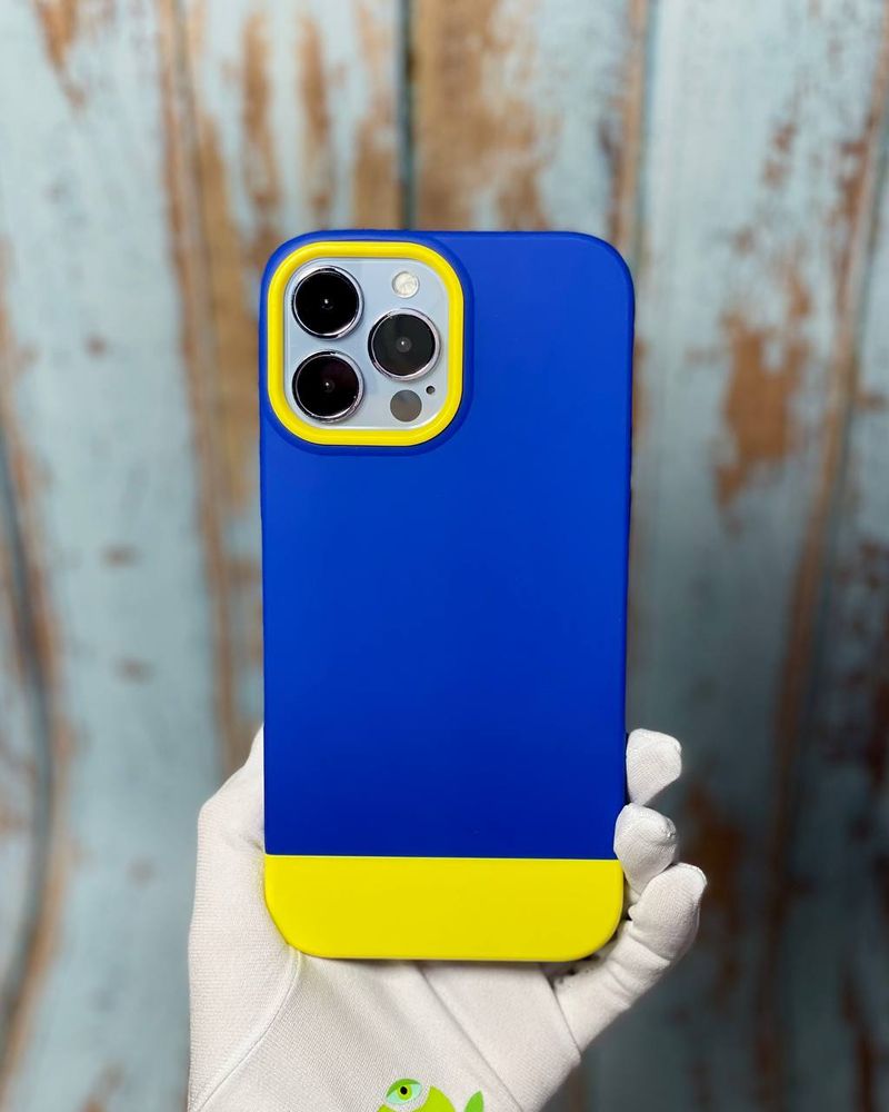 Чехол для iPhone 12 с цветом флага Украины Сине-желтый