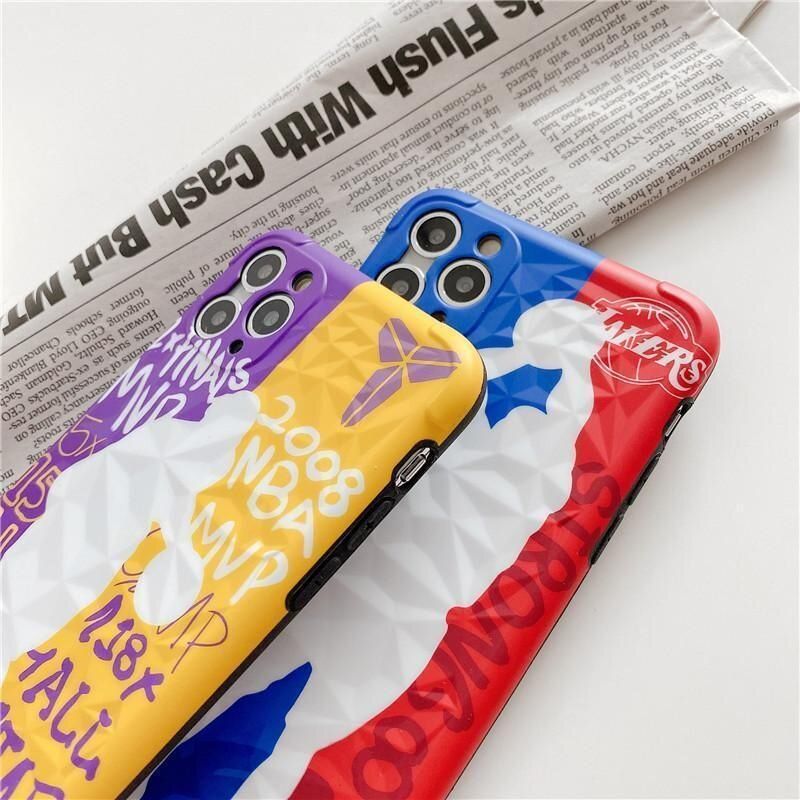 Чехол Kobe NBA с ромбовидным узором для iPhone XR Желто-фиолетовый