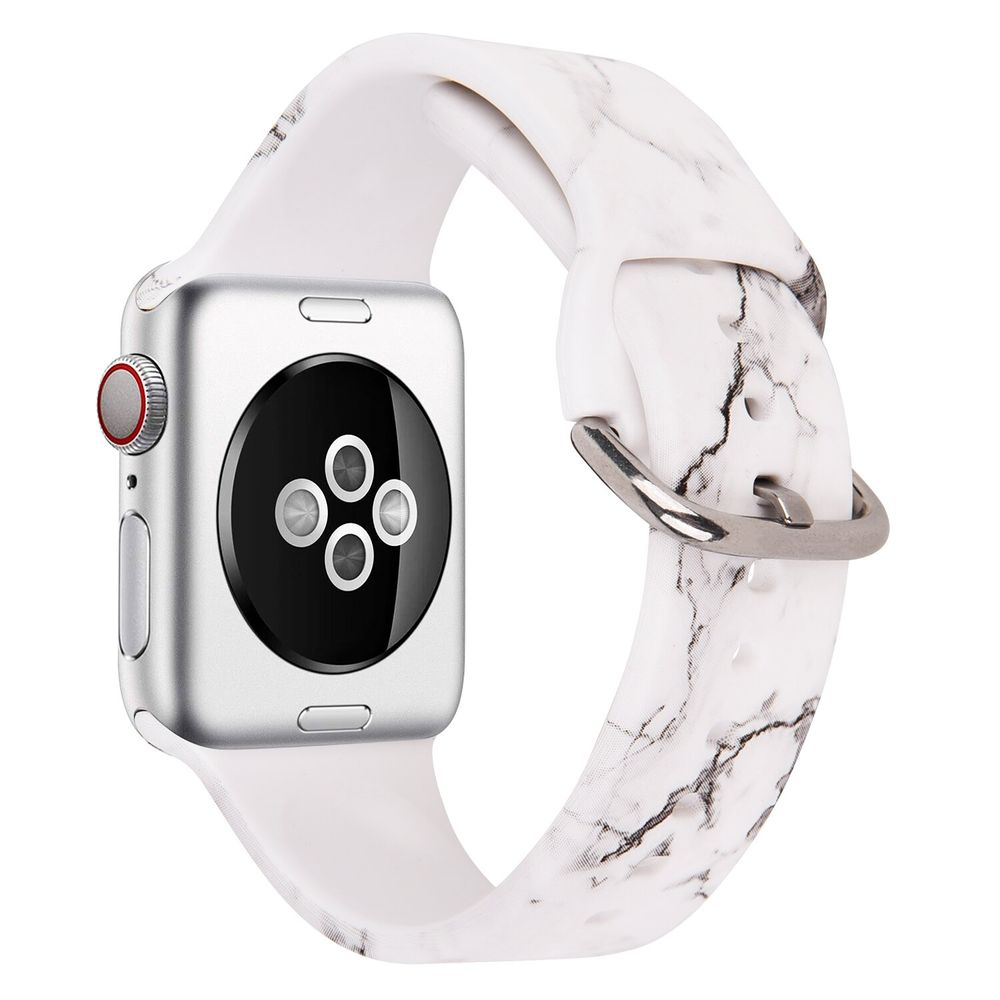 Білий мармуровий силіконовий ремінець для Apple Watch 38-41 мм (Series 6/5/4/3/2)