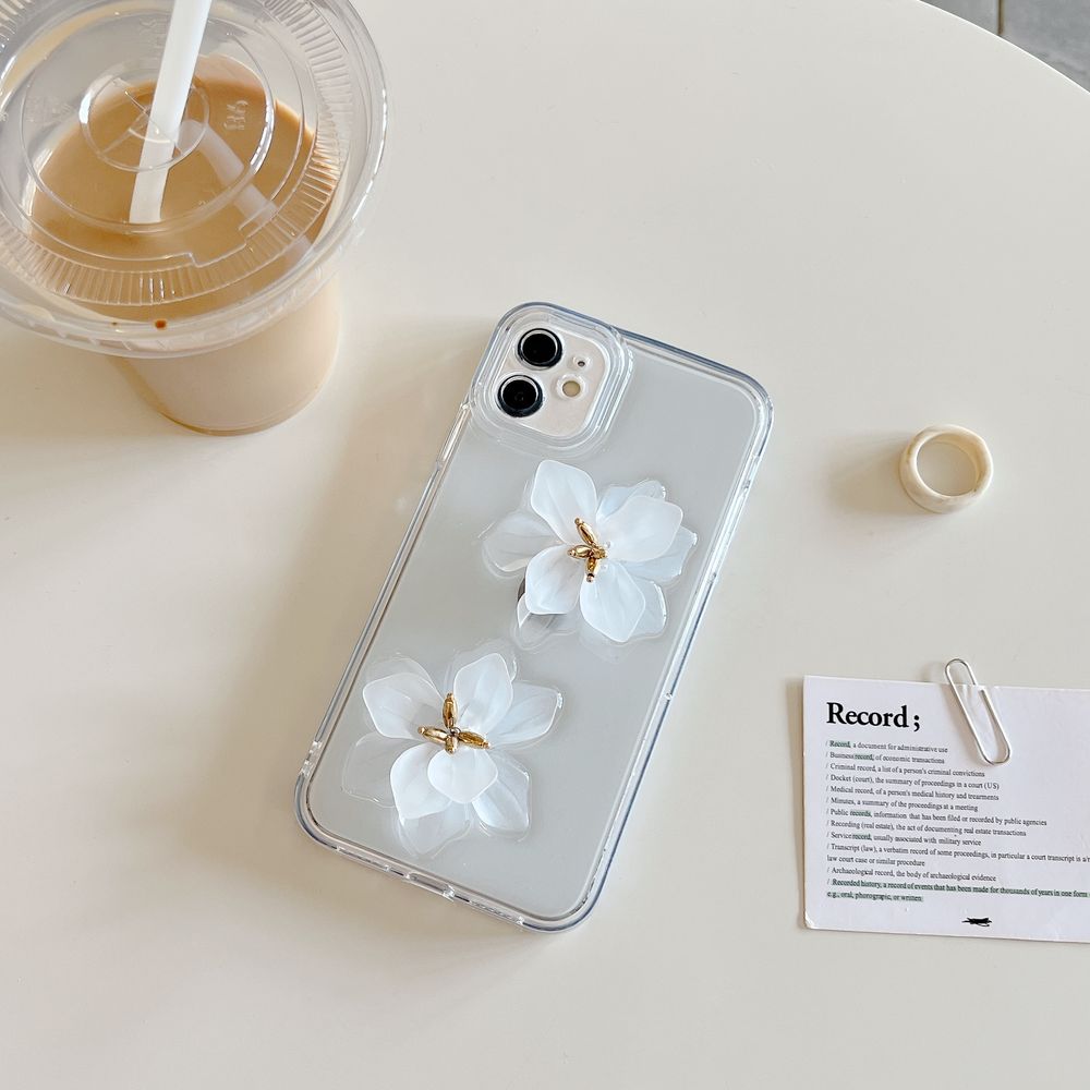 Чехол для iPhone 15 Plus 3D Цветок лотоса Белый