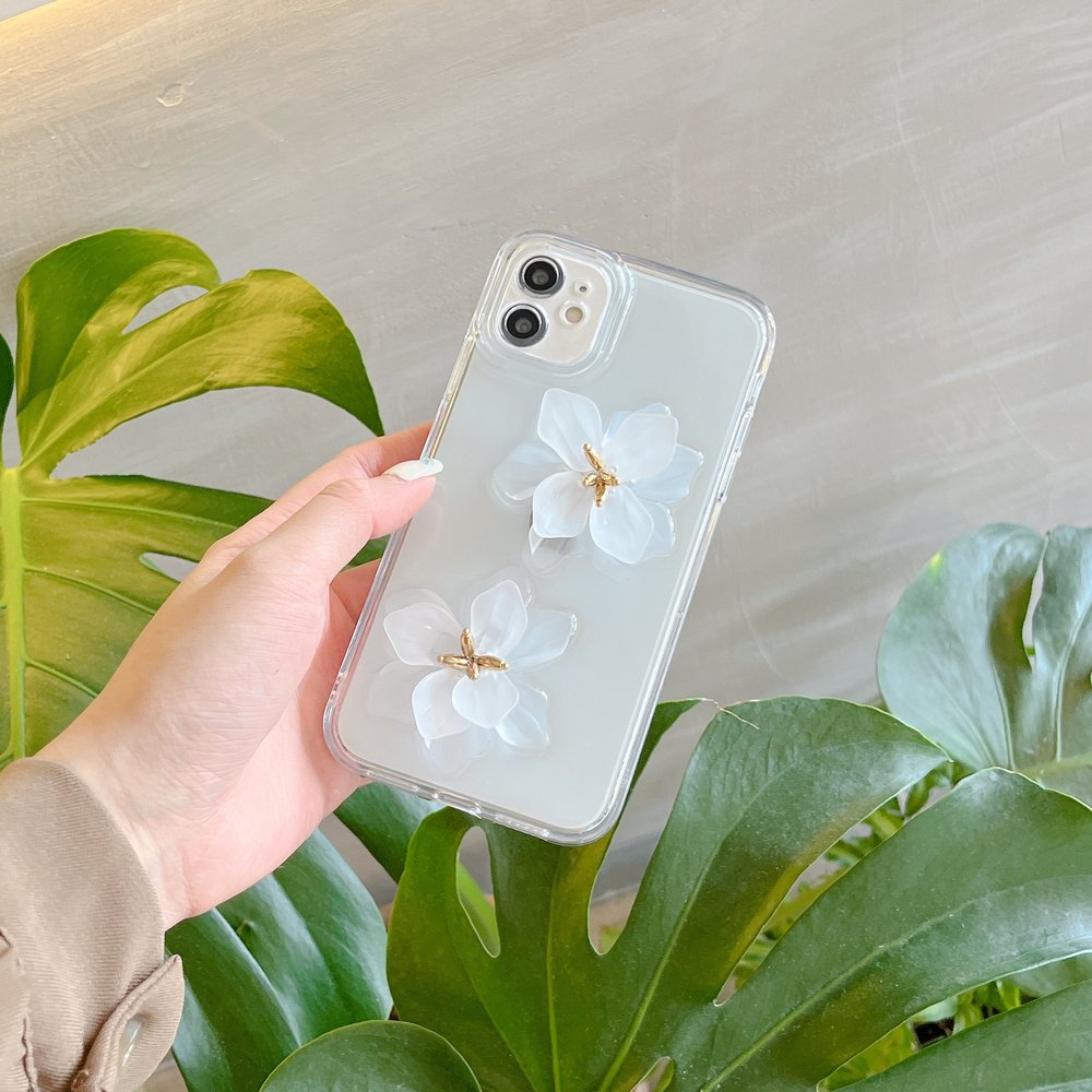 Чохол для iPhone 15 Plus 3D квітка лотоса Білий