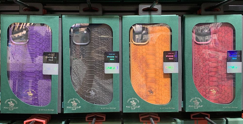 Кожаный чехол для iPhone 14 Pro Max Santa Barbara Polo Knight Crocodile Leather Фиолетовый