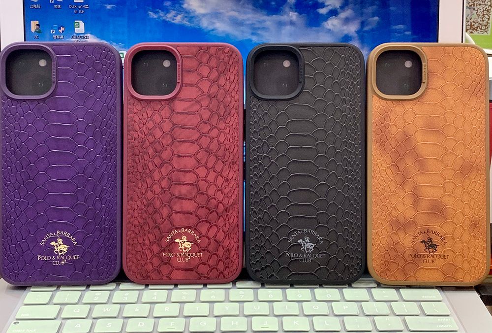 Шкіряний чохол для iPhone 14 Pro Max Santa Barbara Polo Knight Crocodile Leather Фіолетовий