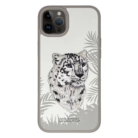 Чехол для iPhone 15 Pro Savanna Snow Leopard Santa Barbara Polo Кожаный с вышивкой