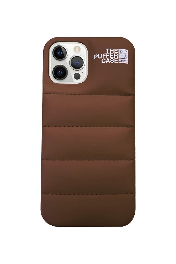 Пуферний чехол-пуховик для iPhone 11 шоколадного цвета
