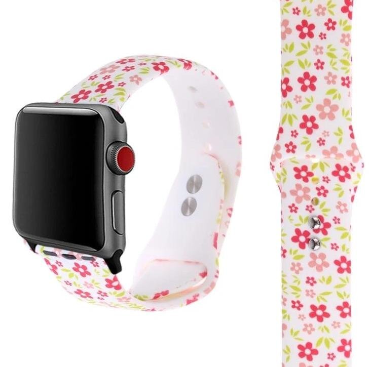 Силиконовый ремешок "Разноцветные ромашки" для Apple Watch 42-45 мм (Series 6/5/4/3/2)