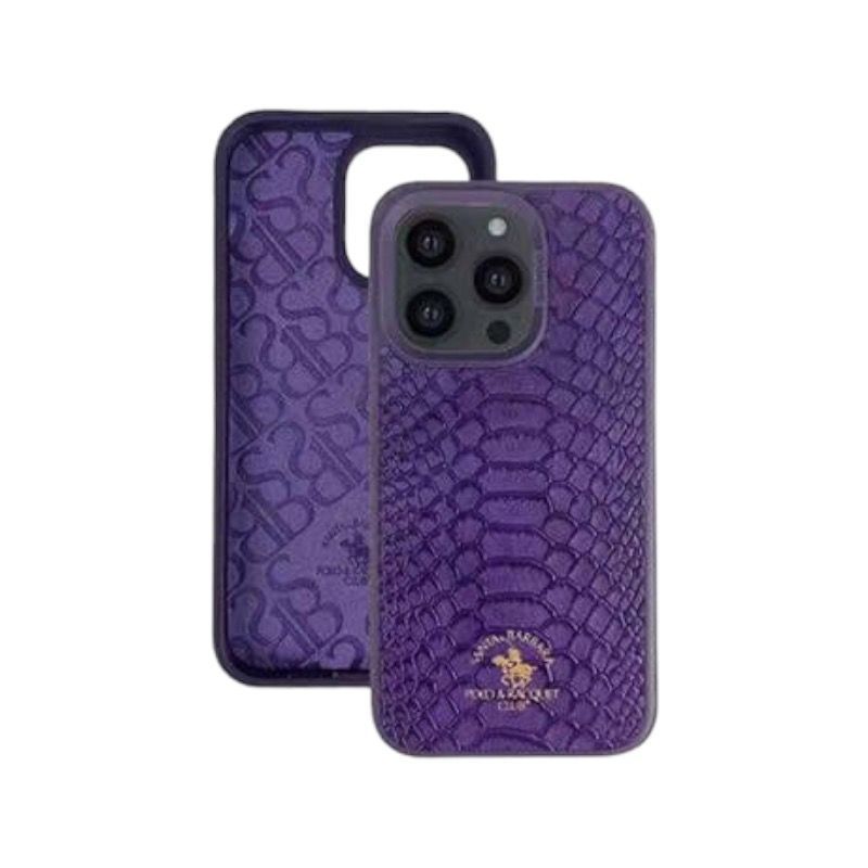 Кожаный чехол для iPhone 14 Pro Max Santa Barbara Polo Knight Crocodile Leather Фиолетовый
