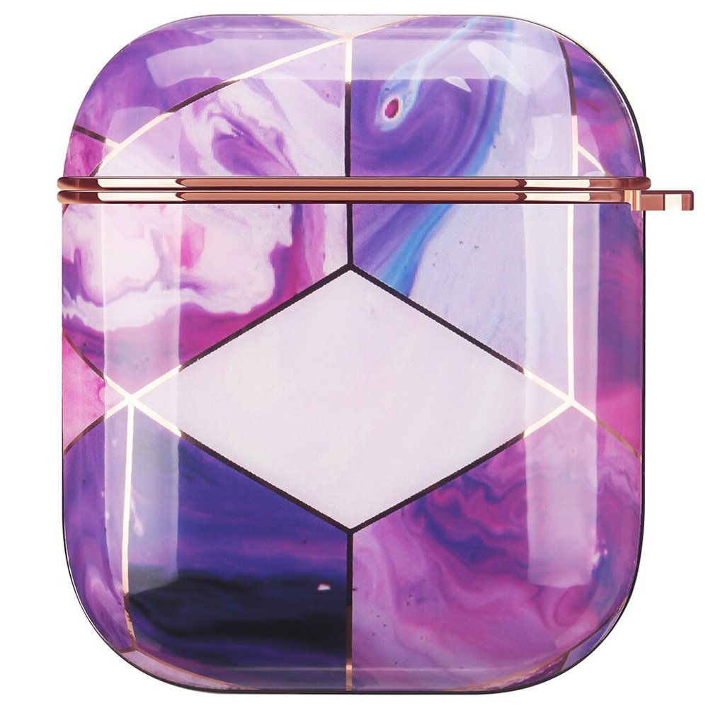 Дизайнерский мраморный чехол фиолетового цвета для Apple AirPods 1/2