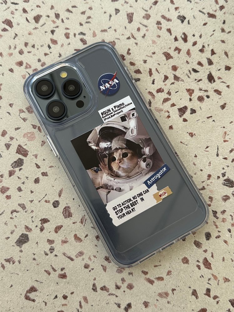 Чехол для iPhone 14 Pro Max Astronaut Cat NASA Прозрачный