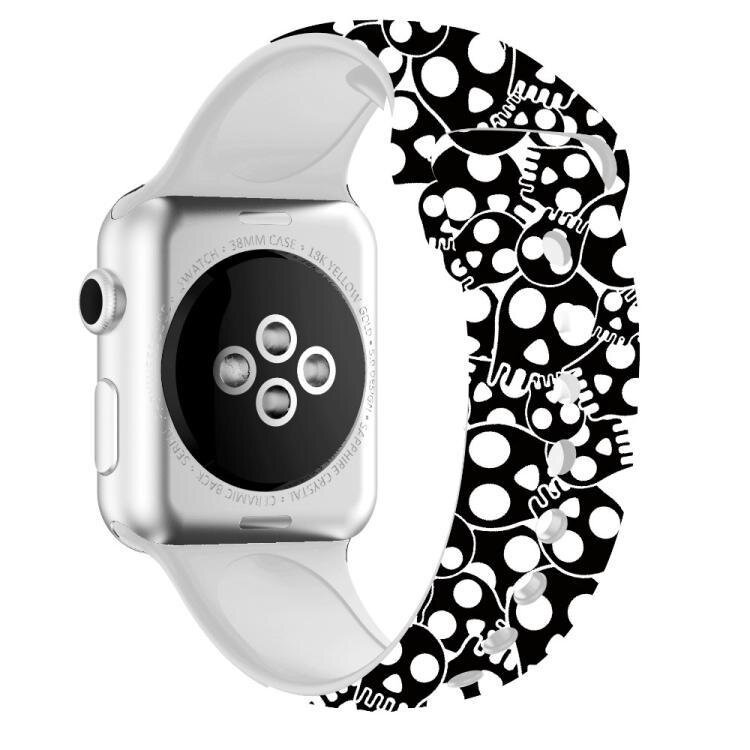 Черно-белый ремешок "Мультяшный череп" из силикона для Apple Watch 38-41 мм (Series 6/5/4/3/2)
