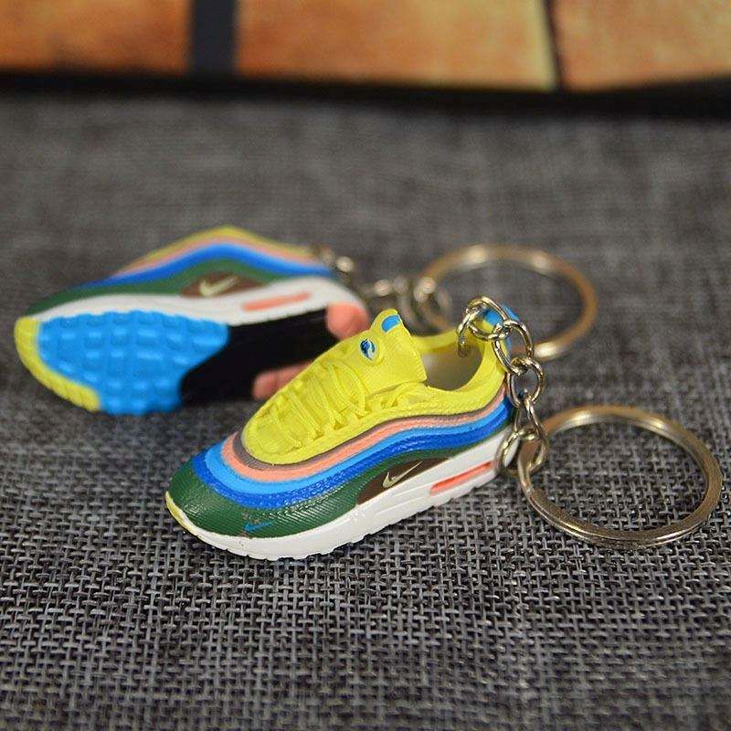 Брелок (ключница) Nike Air Max 97 Sean Wotherspoon 3D мини-кроссовки Желто-зеленый, 1 пара