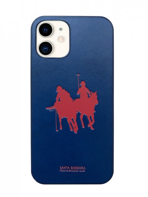 Чохол для iPhone 12 Pro Santa Barbara Polo Umbra Жокей шкіряний Червоно-синій