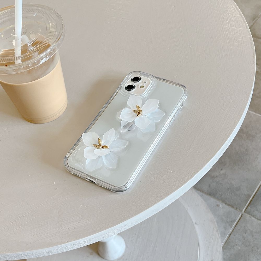 Чехол для iPhone 14 Pro 3D Цветок лотоса Белый