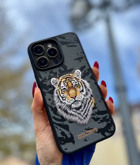 Чохол для iPhone 15 Savanna Tiger Santa Barbara Polo Шкіряний з вишивкою