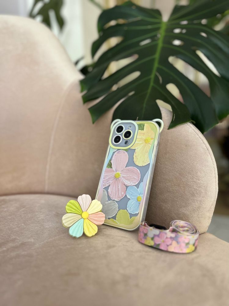 Чохол для iPhone 13 Pro Квітка-Семицвітка з ременем для плеча Світло-ліловий
