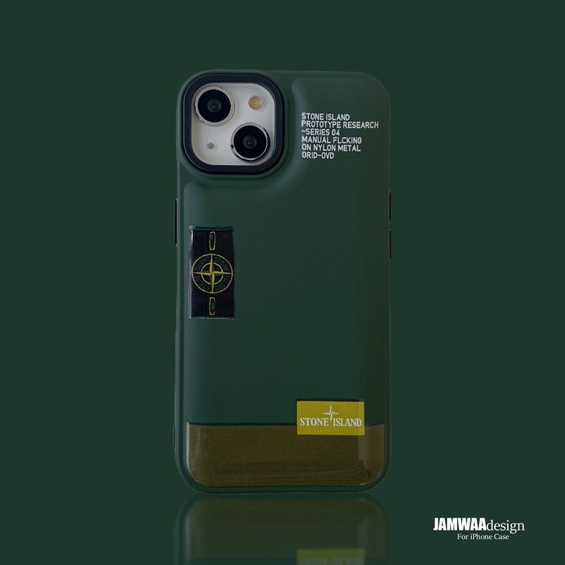Пуферний чохол для iPhone 14 Pro Max Stone Island з логотипом Оливковий
