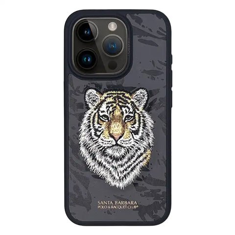 Чохол для iPhone 15 Pro Savanna Tiger Santa Barbara Polo Шкіряний з вишивкою