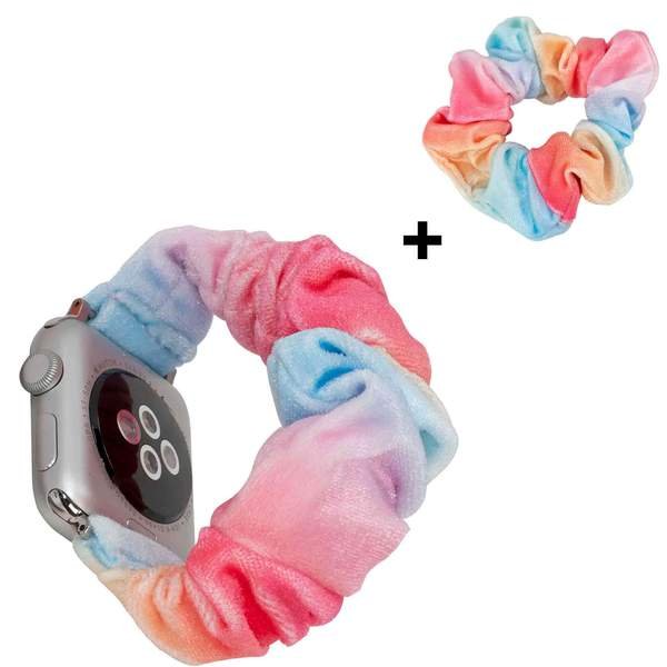 Ремешок "Яркий микс" разноцветный для Apple Watch + резинка для волос