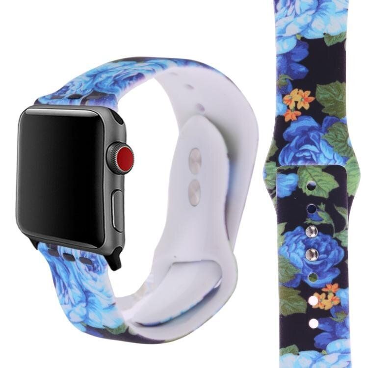 Силиконовый ремешок "Синие розы" для Apple Watch 38-41 мм (Series 6/5/4/3/2)