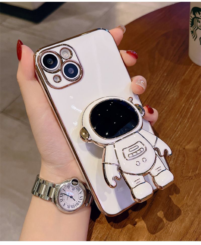 Чохол для iPhone 14 Pro Max Astronaut з прихованою підставкою Білий