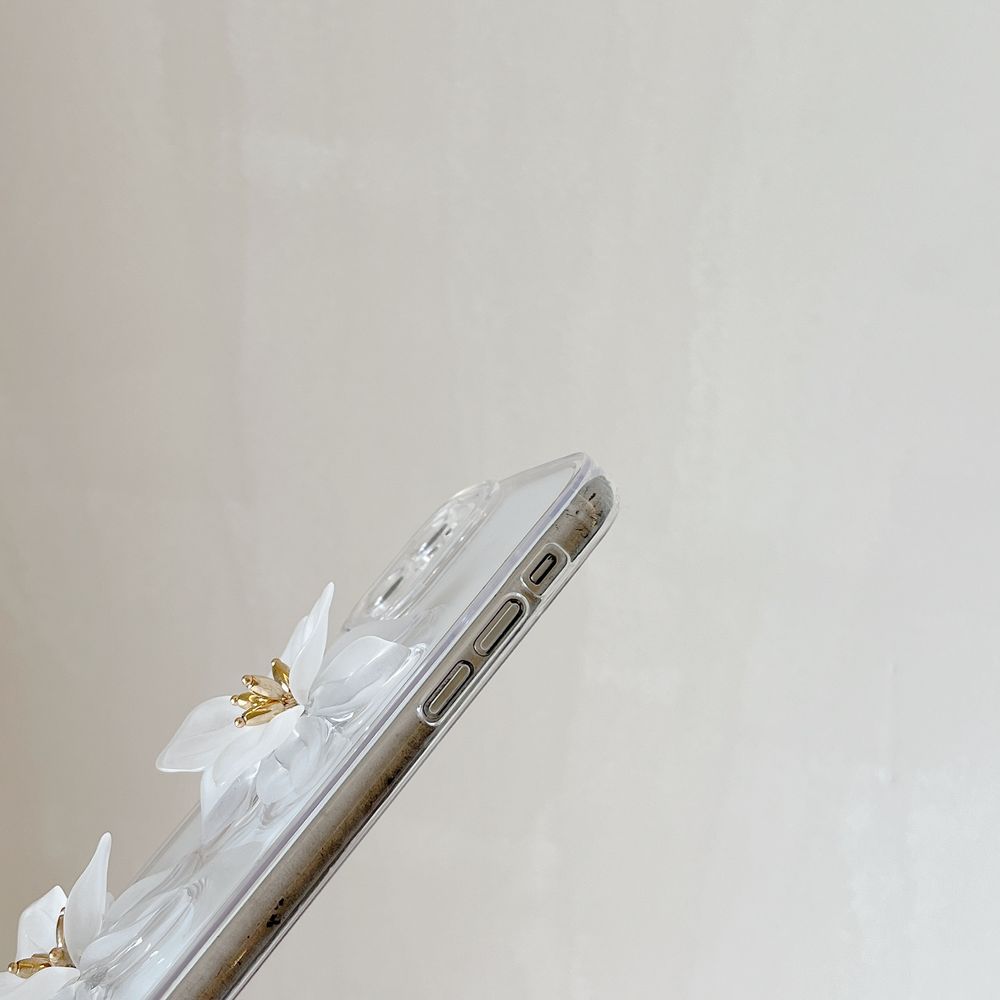 Чехол для iPhone 13 Pro Max 3D Цветок лотоса Белый