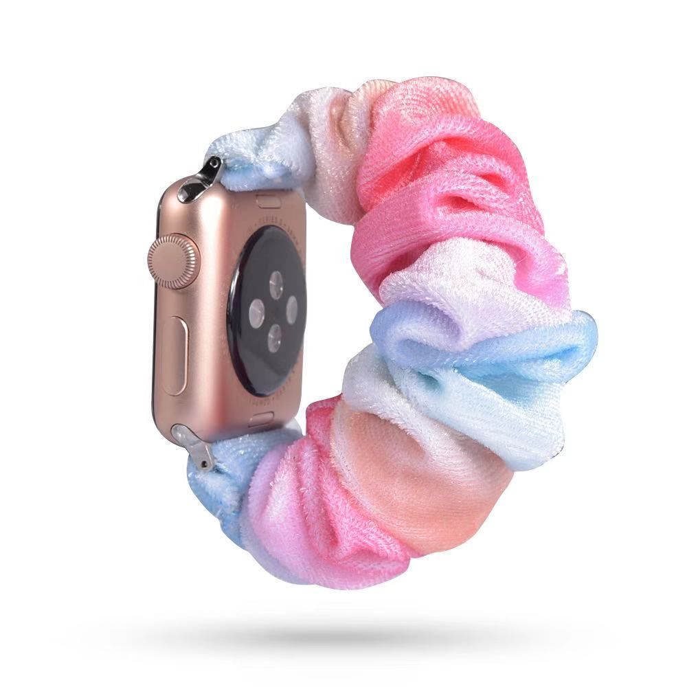 Ремінець "Яскравий мікс" різнокольоровий для Apple Watch 42-45 мм (Series 6/5/4/3/2) + резинка для волосся