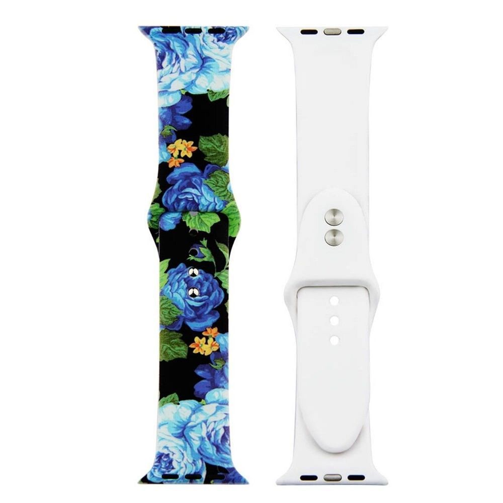 Силіконовий ремінець "Сині троянди" для Apple Watch 46 / 45 / 44 / SE 44 / 42 (Series 1-3) / 49 Ultra / Ultra 2