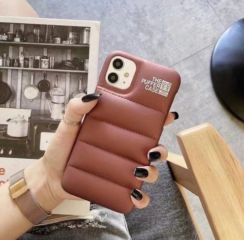 Пуферний чохол-пуховик для iPhone 12 Pro Коричневий