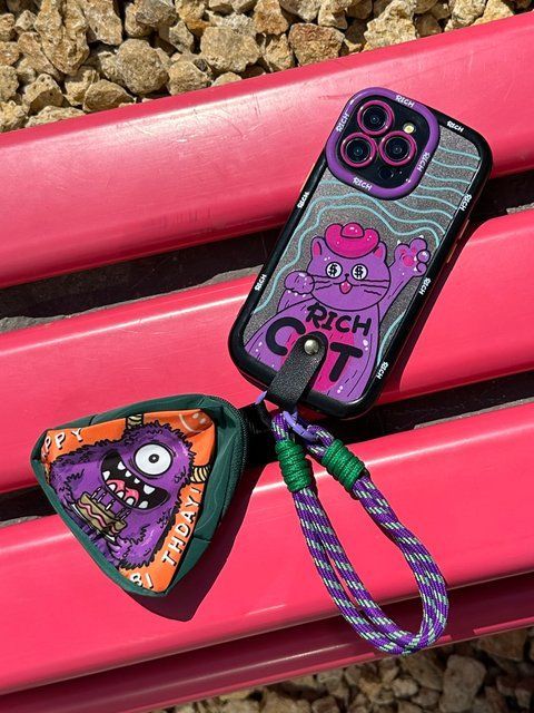 Чохол для iPhone 13 Pro Max із сумкою-гаманцем і ремінцем Cat Monster