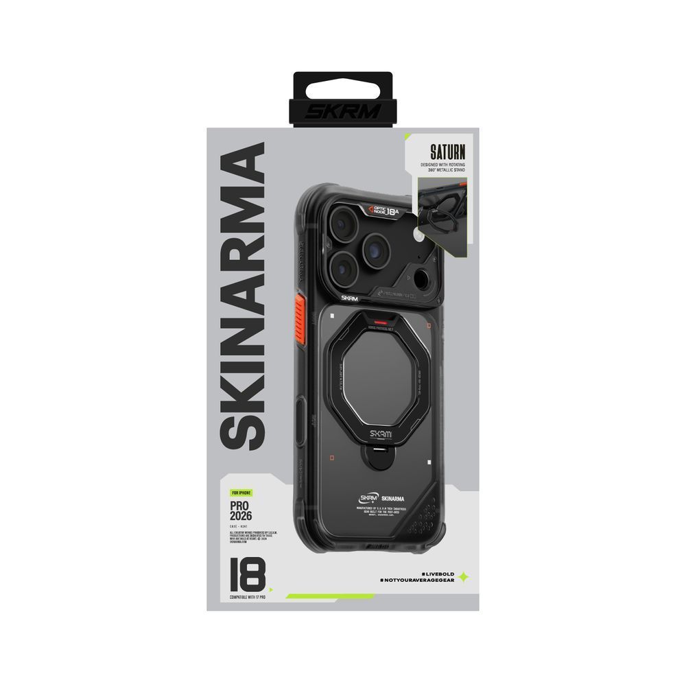 Чехол для iPhone 18 Pro Skinarma Saturn (2026) (Mag-Charge with Rotating Kick-stand) Black