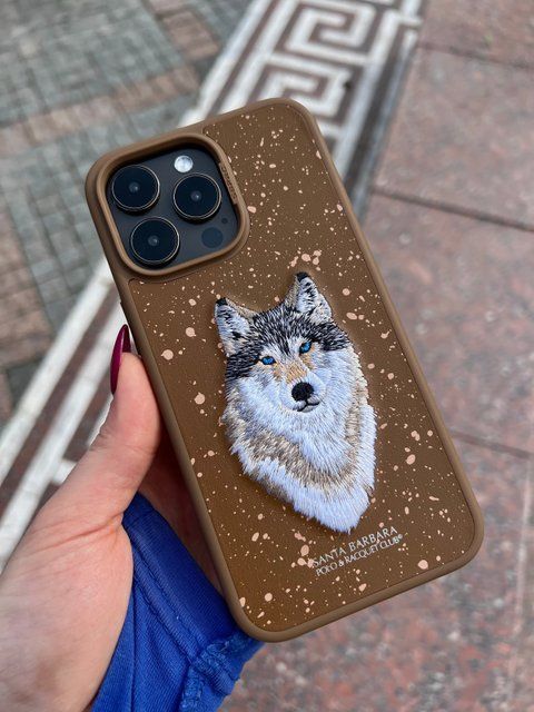 Чохол для iPhone 15 Savanna Wolf Santa Barbara Polo Шкіряний з вишивкою