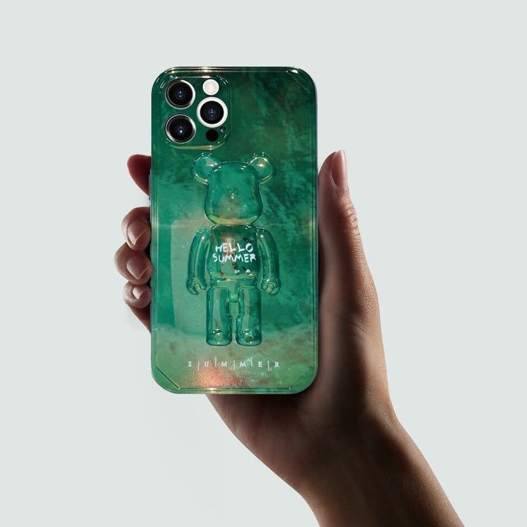 Чехол для iPhone 12 Pro Max мишка Bearbrick Hello Summer Зеленый