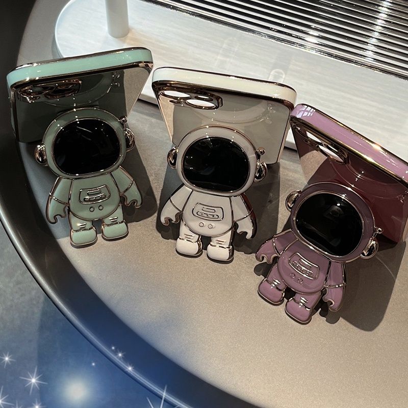 Чехол для iPhone 14 Astronaut со скрытой подставкой Белый