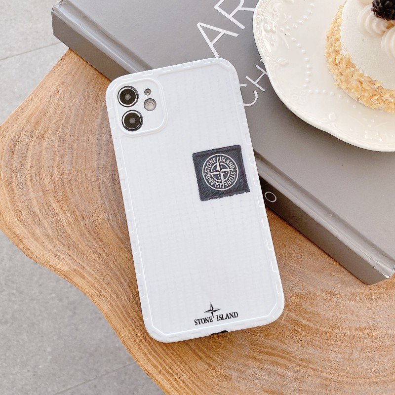 Чехол для iPhone 13 Pro Stone Island класический с лого Белый