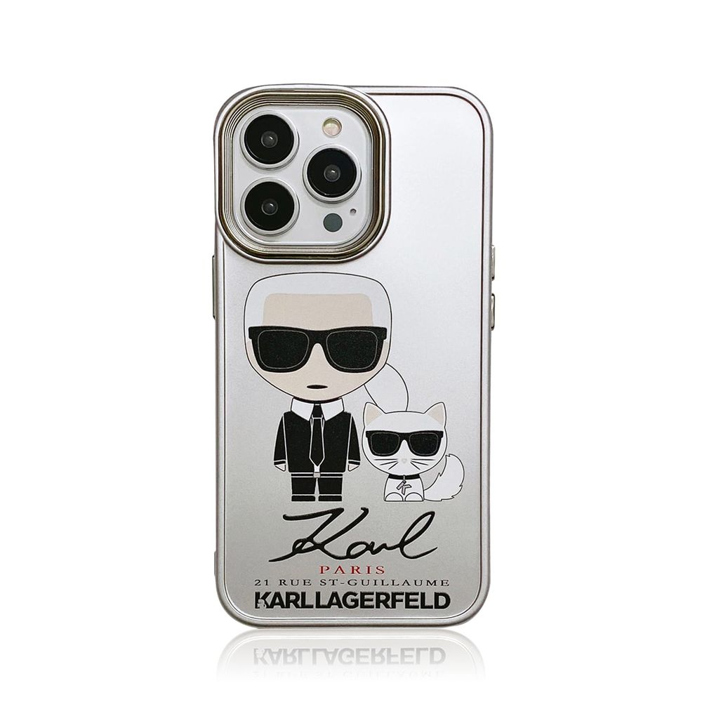 Чохол для iPhone 12 Pro Karl Lagerfeld and cat із захистом камери Білий