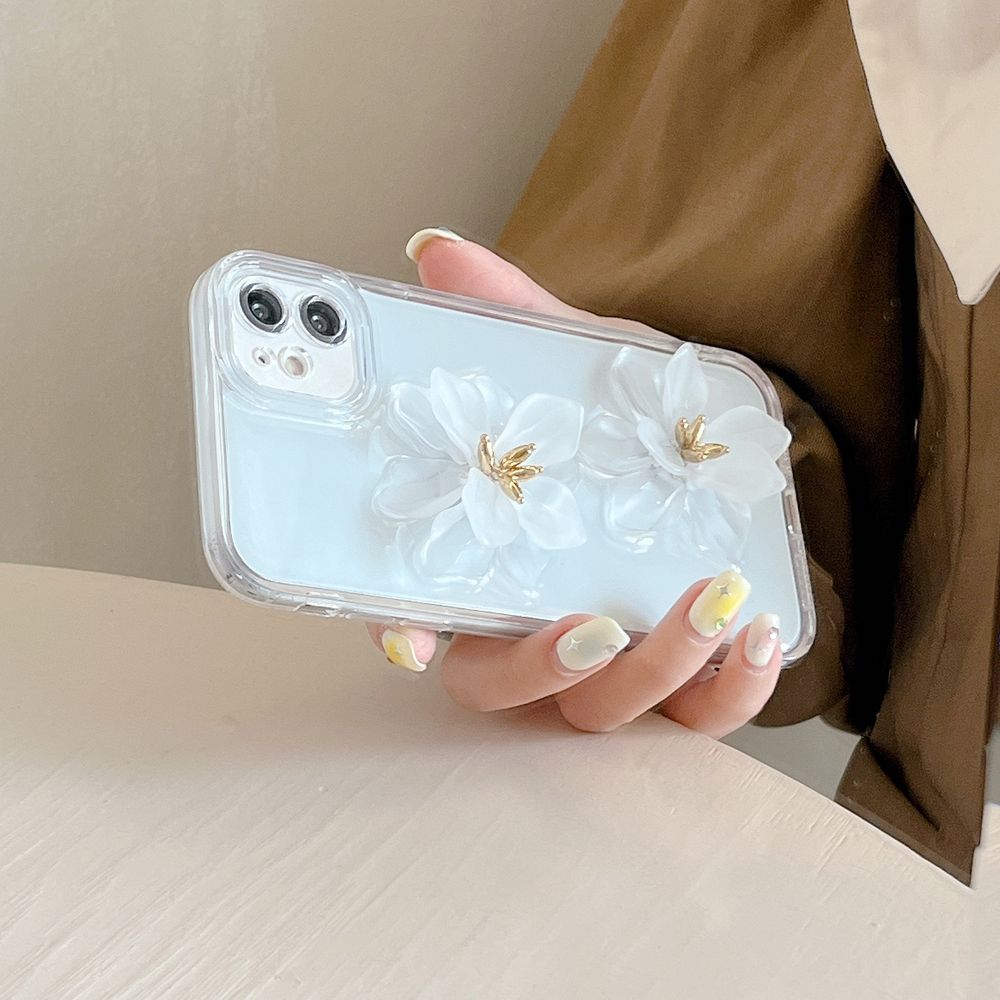 Чехол для iPhone 13 3D Цветок лотоса Белый