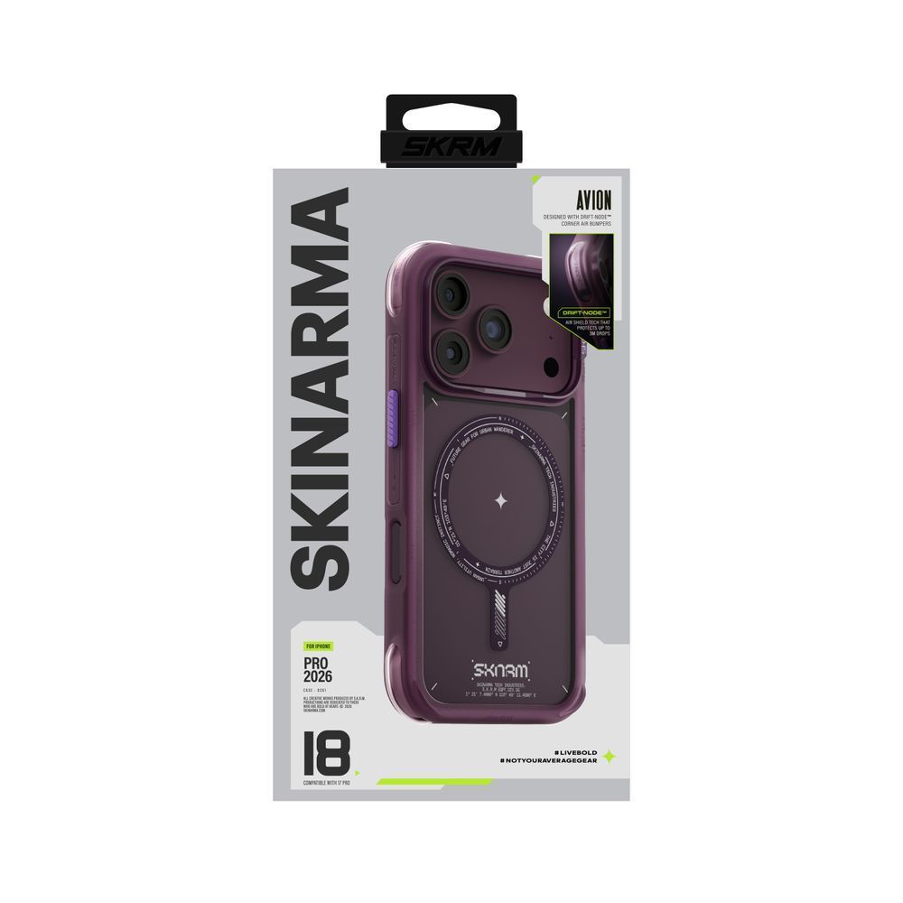 Чехол для iPhone 18 Pro Skinarma Avion (2026) (Mag-Charge + Drift-Node&trade; Bumper) Burgundy
